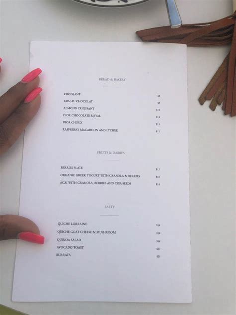 dior cafe prices miami|Dior restaurant menu.